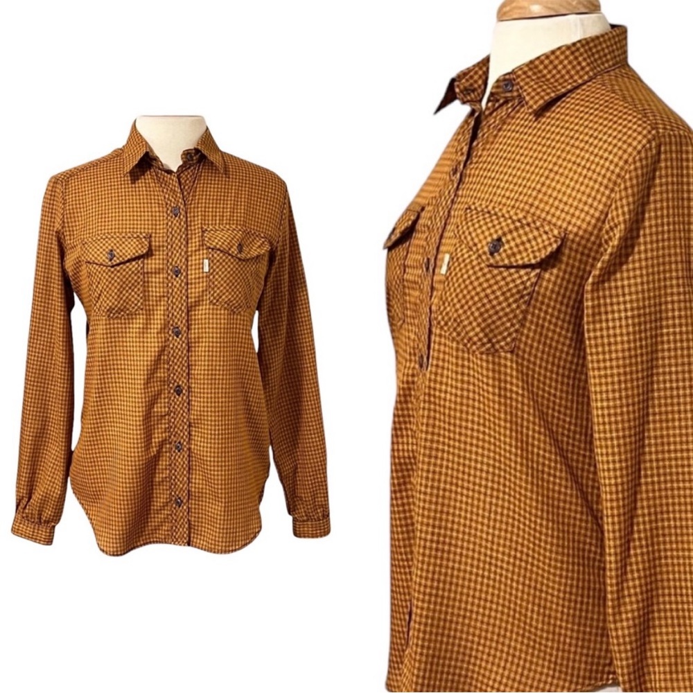 Vintage Levi’s 1980 USA Olympic Games long sleeve brown plaid button up shirt
